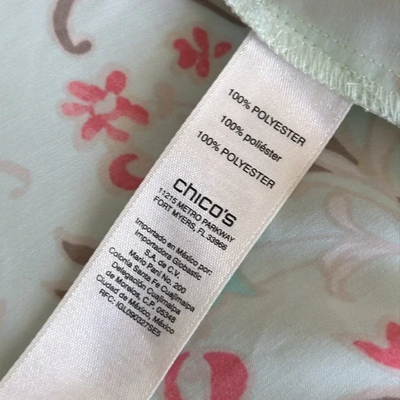 Chico's Pastel Paisley Blouse Size 3 large soft pastels button up sleeve - Picture 16 of 16